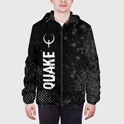 Куртка с капюшоном мужская Quake glitch на темном фоне: по-вертикали, цвет: 3D-черный — фото 2