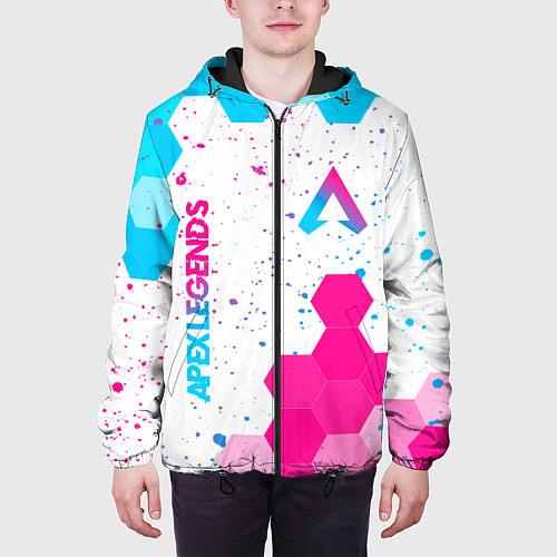 Мужская куртка Apex Legends neon gradient style вертикально / 3D-Черный – фото 3