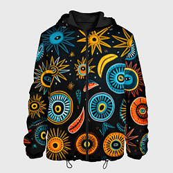 Куртка с капюшоном мужская Африканский узор - нейросеть, цвет: 3D-черный