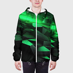Куртка с капюшоном мужская Зеленые квадратные плиты, цвет: 3D-белый — фото 2