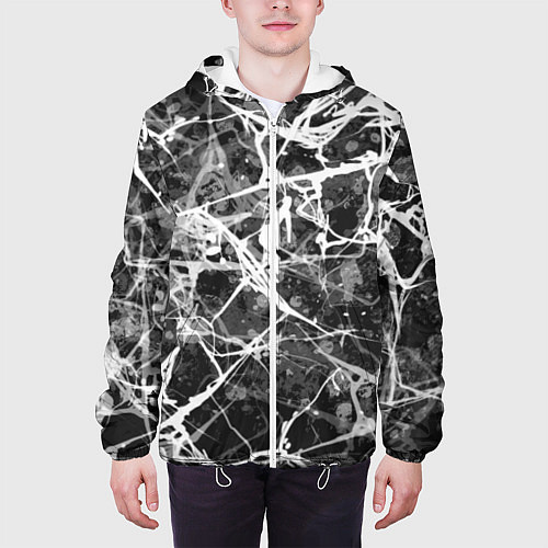 Мужская куртка Абстракция - паутина / 3D-Белый – фото 3