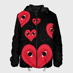 Куртка с капюшоном мужская Космические сердца, цвет: 3D-черный