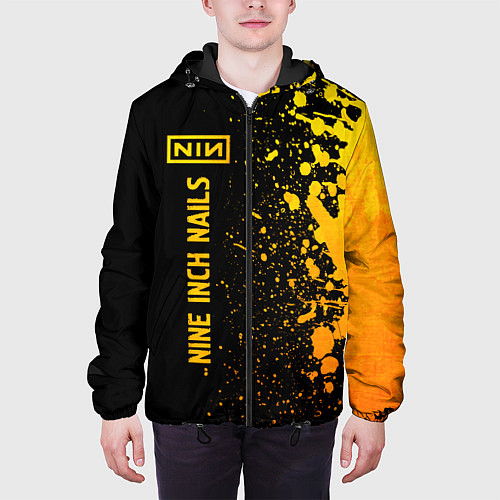 Мужская куртка Nine Inch Nails - gold gradient по-вертикали / 3D-Черный – фото 3
