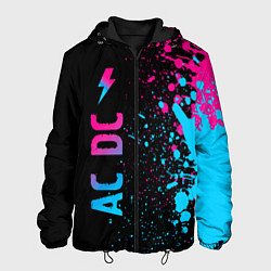 Куртка с капюшоном мужская AC DC - neon gradient по-вертикали, цвет: 3D-черный
