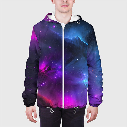 Мужская куртка Бескрайний космос фиолетовый / 3D-Белый – фото 3