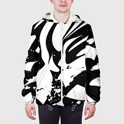 Куртка с капюшоном мужская Экспрессивная чб абстракция, цвет: 3D-белый — фото 2