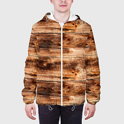 Куртка с капюшоном мужская Старая деревянная обшивка, цвет: 3D-белый — фото 2