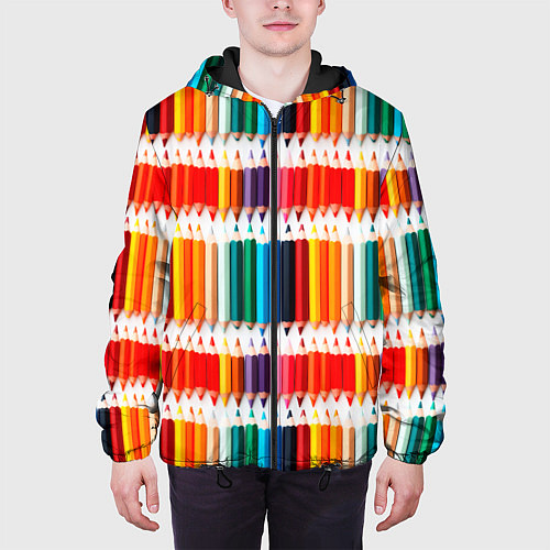 Мужская куртка Яркие цветные карандаши / 3D-Черный – фото 3