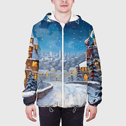 Куртка с капюшоном мужская Москва новый год, цвет: 3D-белый — фото 2
