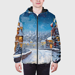 Куртка с капюшоном мужская Москва новый год, цвет: 3D-черный — фото 2