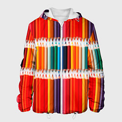 Куртка с капюшоном мужская Заточенные цветные карандаши, цвет: 3D-белый
