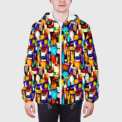 Куртка с капюшоном мужская Кисти и краски художника, цвет: 3D-белый — фото 2