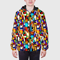 Куртка с капюшоном мужская Кисти и краски художника, цвет: 3D-черный — фото 2