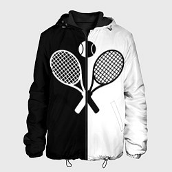 Куртка с капюшоном мужская Теннис - чёрно белое, цвет: 3D-черный