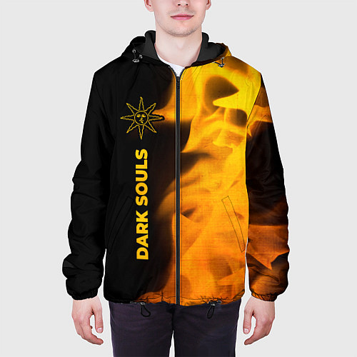 Мужская куртка Dark Souls - gold gradient по-вертикали / 3D-Черный – фото 3