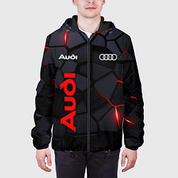 Куртка с капюшоном мужская Audi черные плиты с эффектом свечения, цвет: 3D-черный — фото 2