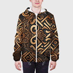 Куртка с капюшоном мужская Асимметричный узор в викингском стиле, цвет: 3D-белый — фото 2