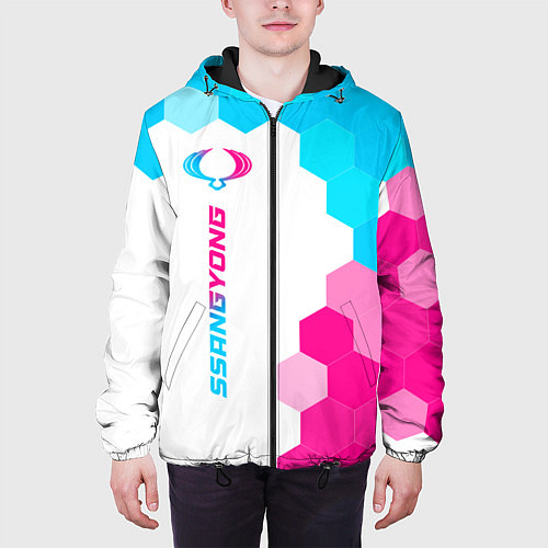Мужская куртка SsangYong neon gradient style по-вертикали / 3D-Черный – фото 3