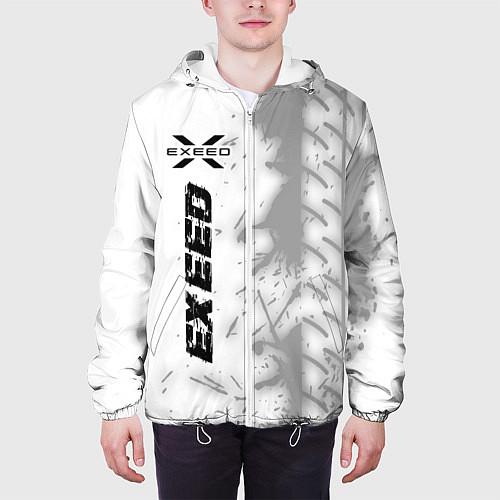Мужская куртка Exeed speed на светлом фоне со следами шин по-верт / 3D-Белый – фото 3