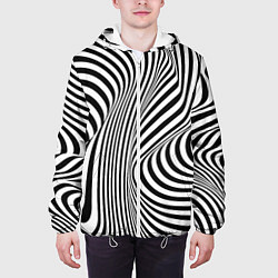 Куртка с капюшоном мужская Цвета зебры оптическая иллюзия, цвет: 3D-белый — фото 2