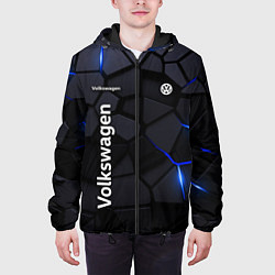 Куртка с капюшоном мужская Volkswagen - плиты с эффектом свечения, цвет: 3D-черный — фото 2