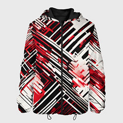 Куртка с капюшоном мужская Киберпанк линии белые и красные, цвет: 3D-черный