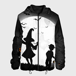 Куртка с капюшоном мужская Дети на ночной прогулке, цвет: 3D-черный