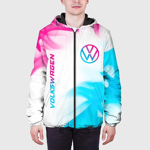 Мужская куртка Volkswagen neon gradient style вертикально / 3D-Черный – фото 3