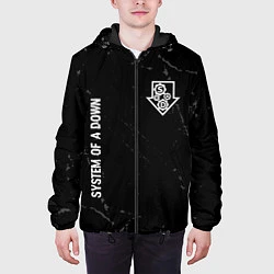 Куртка с капюшоном мужская System of a Down glitch на темном фоне вертикально, цвет: 3D-черный — фото 2
