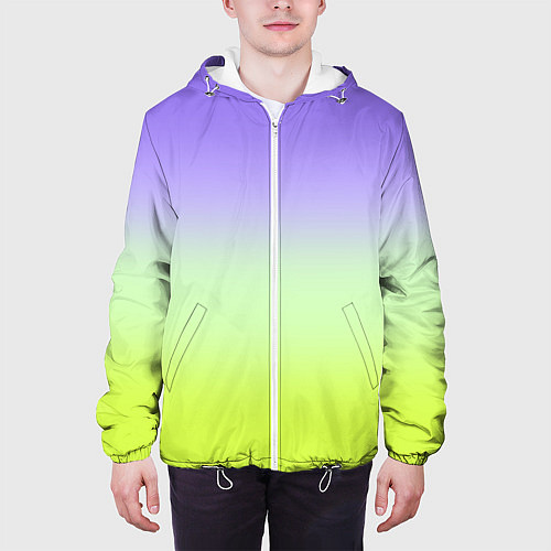 Мужская куртка Фиолетовый мятный и желто-зеленый градиент / 3D-Белый – фото 3