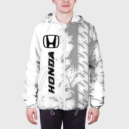 Мужская куртка Honda speed на светлом фоне со следами шин по-верт / 3D-Белый – фото 3