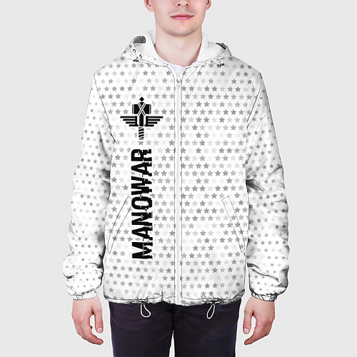 Мужская куртка Manowar glitch на светлом фоне по-вертикали / 3D-Белый – фото 3