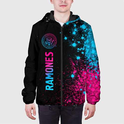 Мужская куртка Ramones - neon gradient по-вертикали / 3D-Черный – фото 3