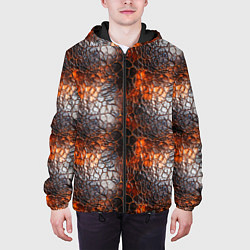 Куртка с капюшоном мужская Текстура дорогой кожи паттерн, цвет: 3D-черный — фото 2
