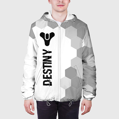 Мужская куртка Destiny glitch на светлом фоне по-вертикали / 3D-Белый – фото 3