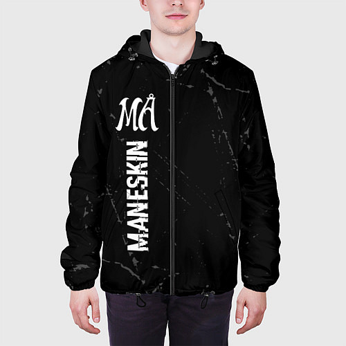 Мужская куртка Maneskin glitch на темном фоне по-вертикали / 3D-Черный – фото 3
