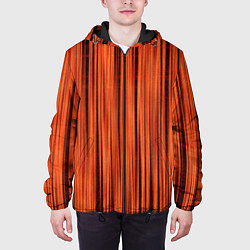 Куртка с капюшоном мужская Абстрактные полосы красно-оранжевый, цвет: 3D-черный — фото 2