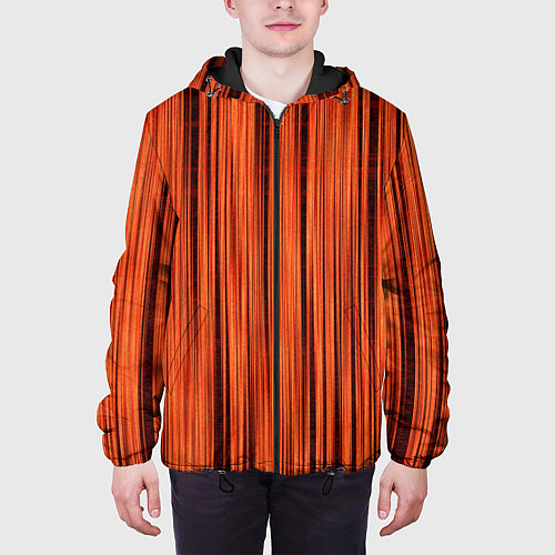 Мужская куртка Абстрактные полосы красно-оранжевый / 3D-Черный – фото 3