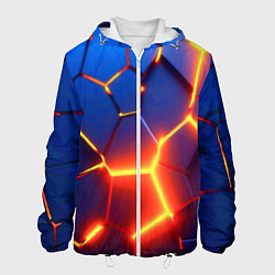 Куртка с капюшоном мужская Огненные плиты с разломом, цвет: 3D-белый