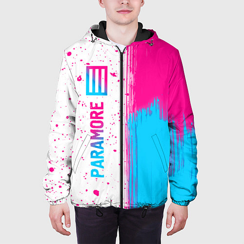 Мужская куртка Paramore neon gradient style по-вертикали / 3D-Черный – фото 3