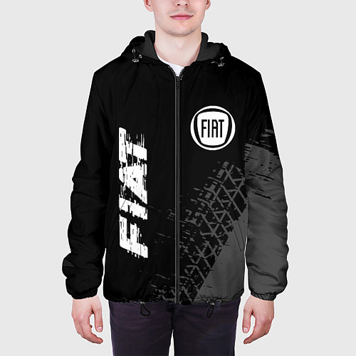 Мужская куртка Fiat speed на темном фоне со следами шин вертикаль / 3D-Черный – фото 3