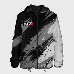 Куртка с капюшоном мужская N7 - mass effect monochrome, цвет: 3D-черный