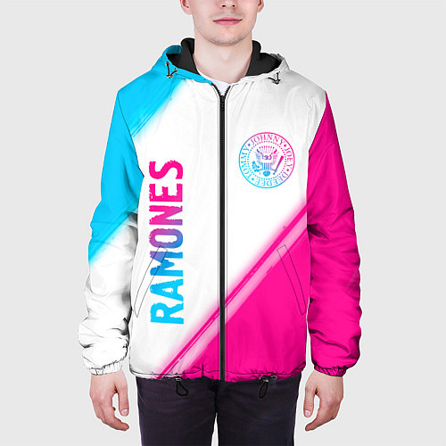 Мужская куртка Ramones neon gradient style вертикально / 3D-Черный – фото 3