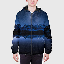 Куртка с капюшоном мужская Галактическая зимняя ночь в горах, цвет: 3D-черный — фото 2