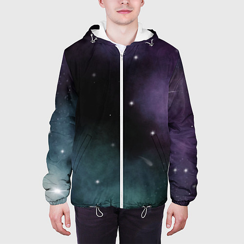 Мужская куртка Космос и звезды на темном фоне / 3D-Белый – фото 3