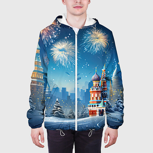 Мужская куртка Новогодняя Москва / 3D-Белый – фото 3