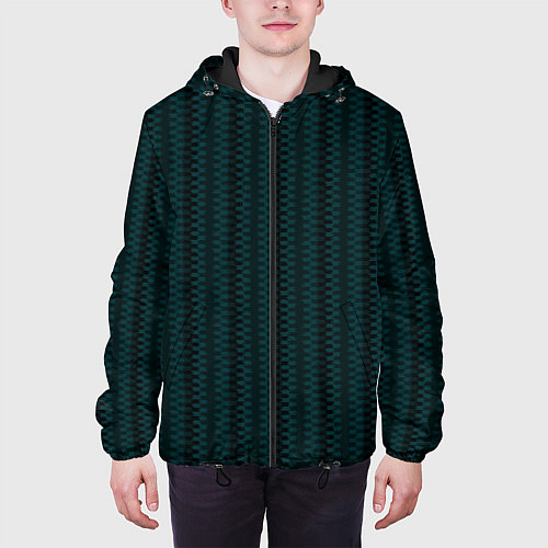 Мужская куртка Тёмно-зелёный полосатый / 3D-Черный – фото 3