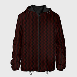 Куртка с капюшоном мужская Тёмно-красный тёмный полосатый, цвет: 3D-черный