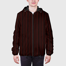 Куртка с капюшоном мужская Тёмно-красный тёмный полосатый, цвет: 3D-черный — фото 2