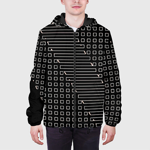 Мужская куртка Чёрный абстрактный с квадратами / 3D-Черный – фото 3